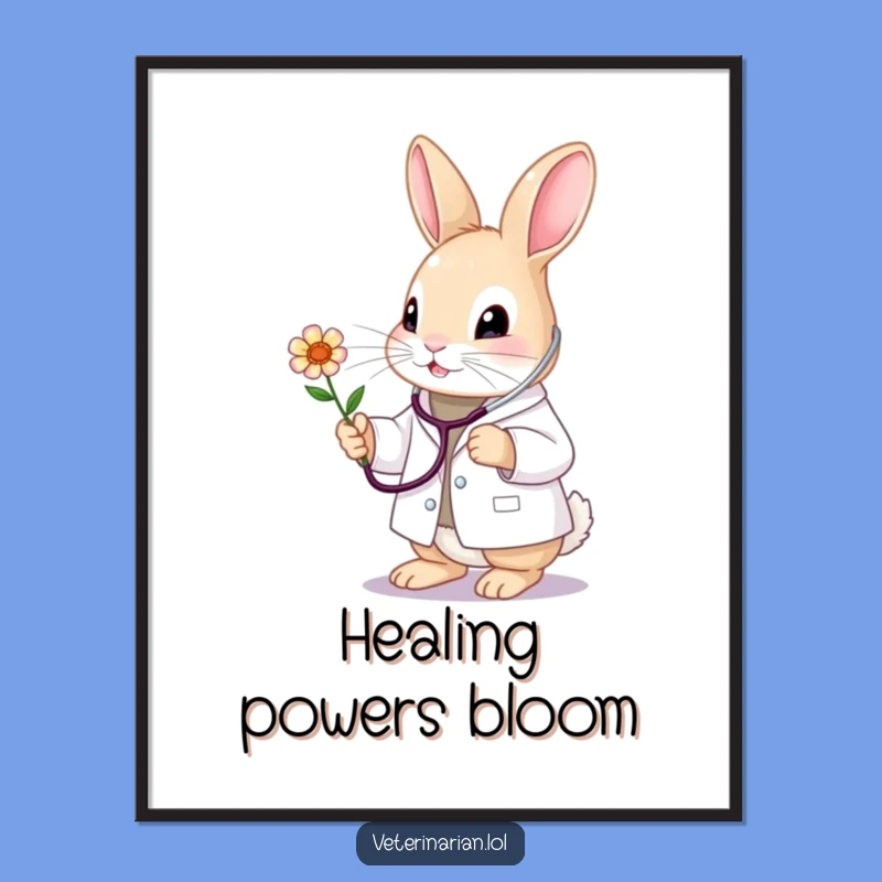 Funny Bunny Vet Poster: Adorable Art for a Healing Space