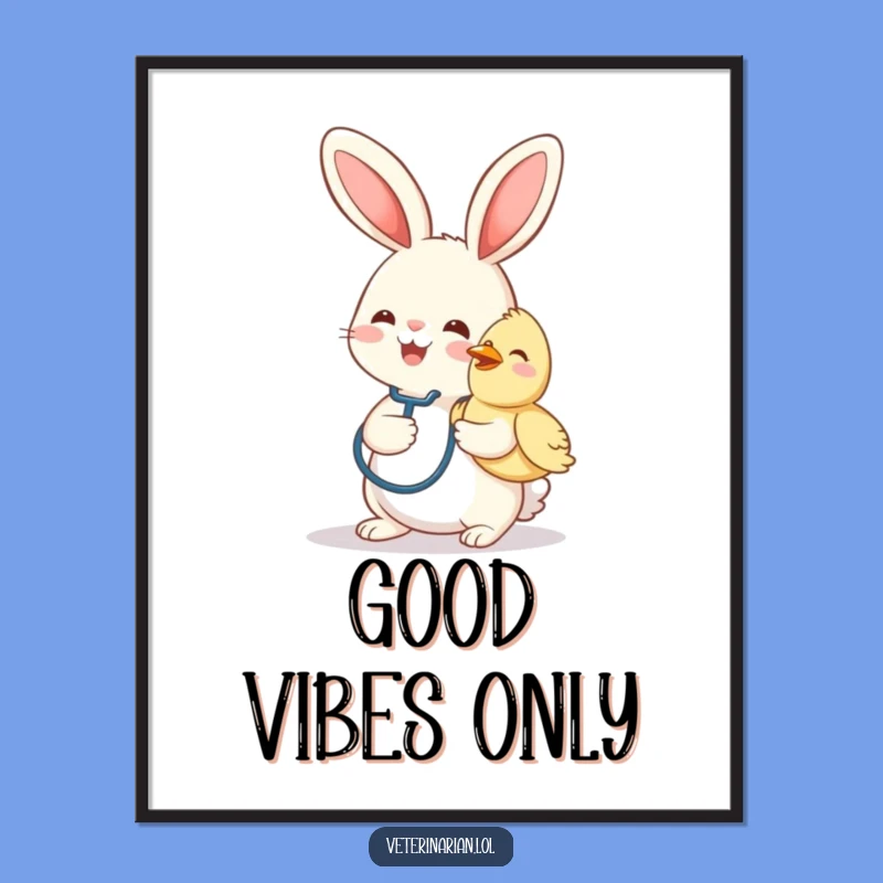 Funny Bunny Vet Poster: Adorable Wall Art for a Dose of Cheer