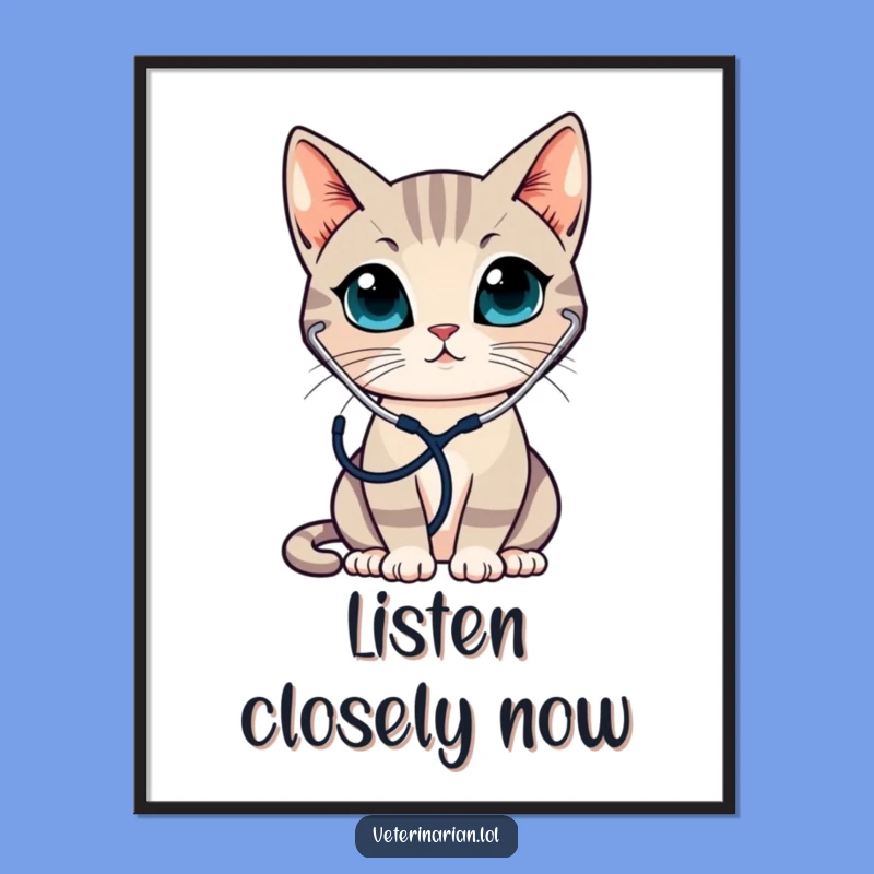 Funny Cat Doctor Poster - Sleek Feline Medical Art Gift