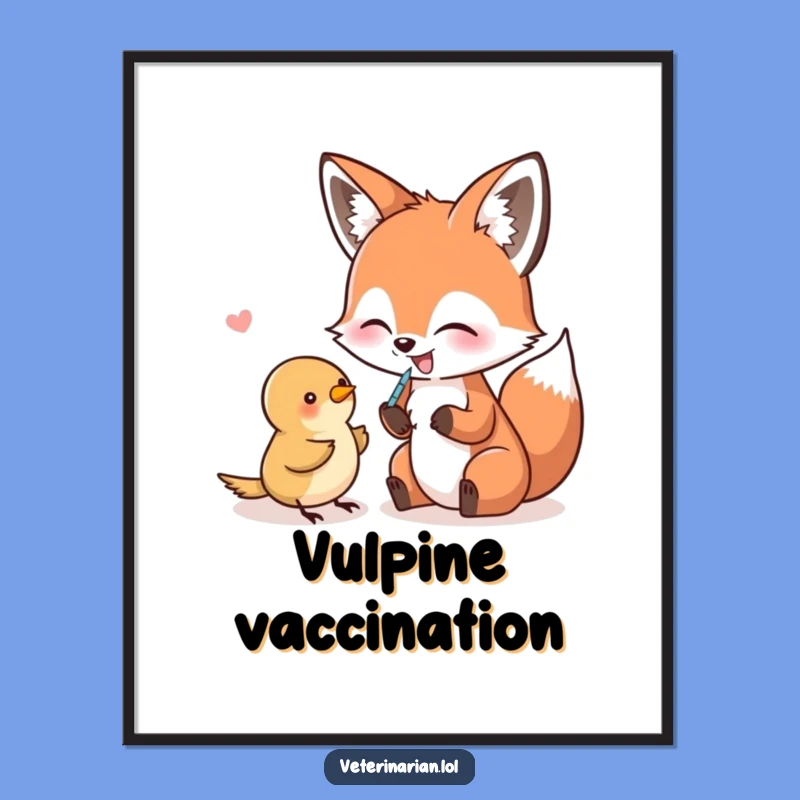 Funny Fox & Bird Shot Poster - Giggling Vet Wall Art