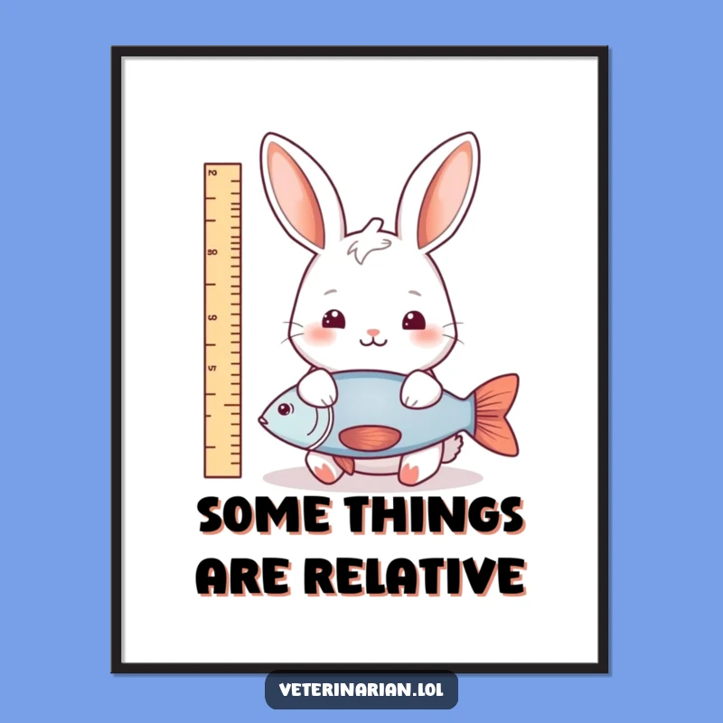 Funny Rabbit Fish Measure Art Poster: Bring Gentle Nature Humor to Your Walls