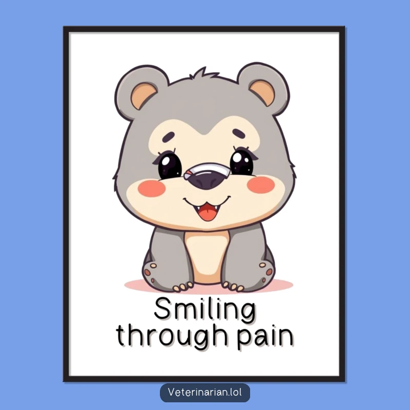 Funny Brave Bear Cub Poster: Inspirational Art with a Smiling Cub, Ideal Funny Gift