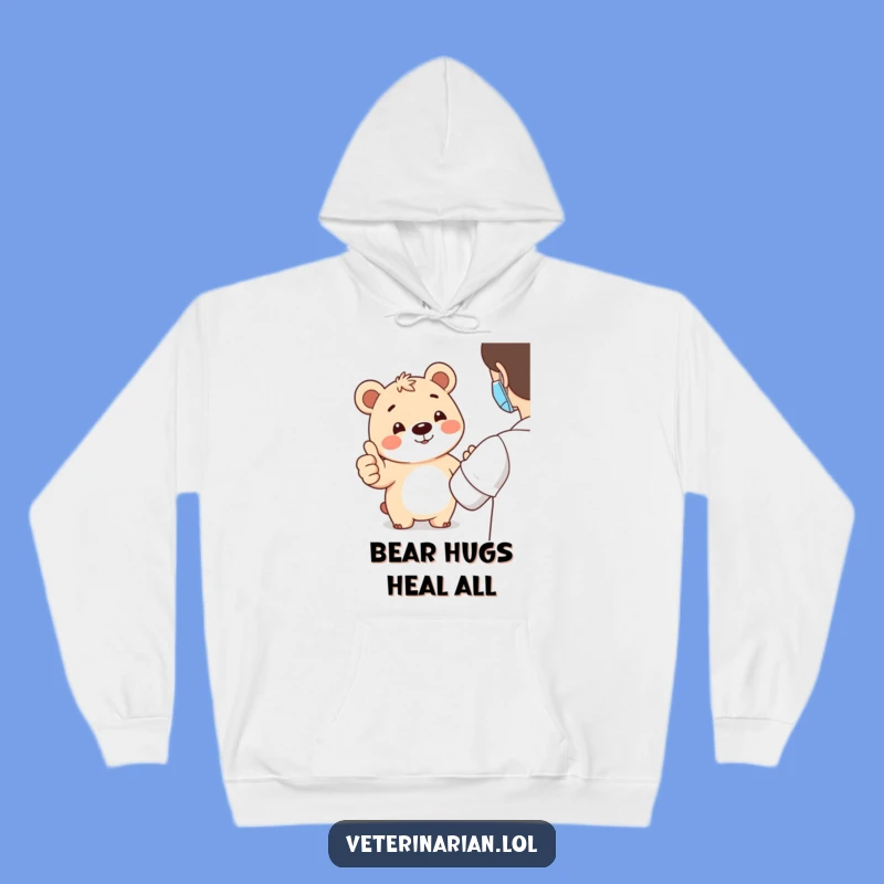 Cozy Funny Bear Thumbs-Up Hoodie: Warm Support and Adorable Bear Cheer