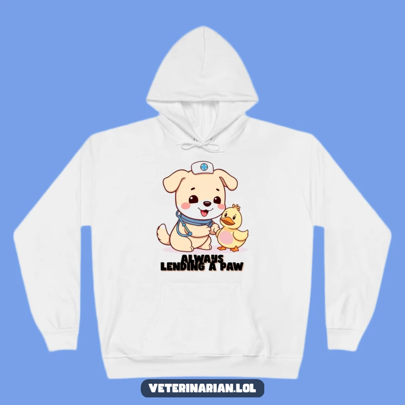Funny Dog Vet Hoodie: Cozy Care with Canine Pharmacist & Duck, Gift