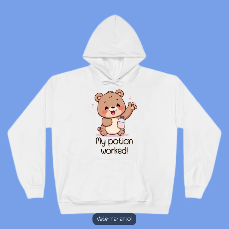 Cozy Funny Relief Bear Potion Hoodie - Warm and Humorous Gift Idea