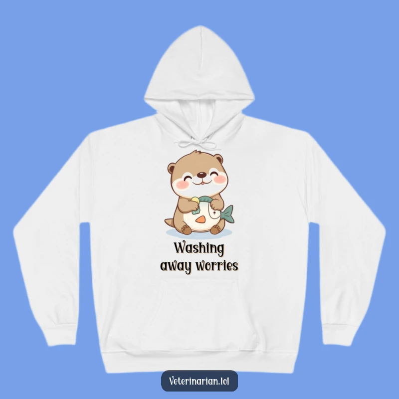 Cozy Funny Otter Cleaning Hoodie: Snuggle Up with Smiles
