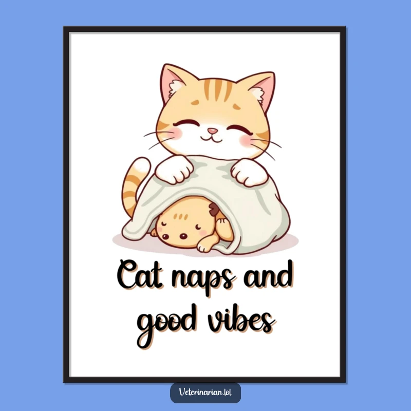 Funny Free Printable Wall Art: Caring Cat's Cozy Comfort Decor