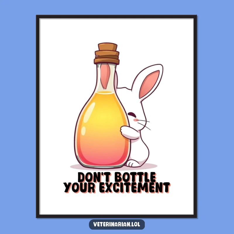 Free Printable Wall Art: Shy Rabbit's Colorful Secret - Funny Downloadable Art!
