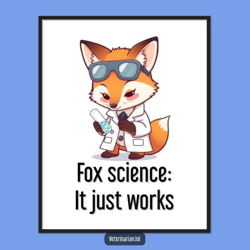 Free Printable Fox Scientist Wall Art - Whimsical Downloadable Art for a Curious Home Decor Gift