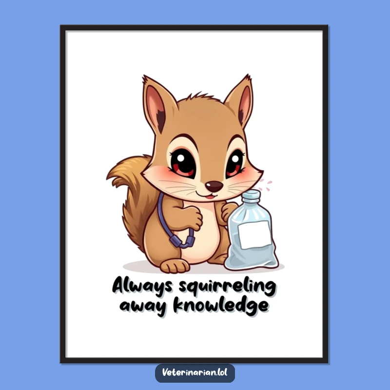 Free Printable Funny Wall Art: Squirrel Vet, Quirky Downloadable Nature Decor