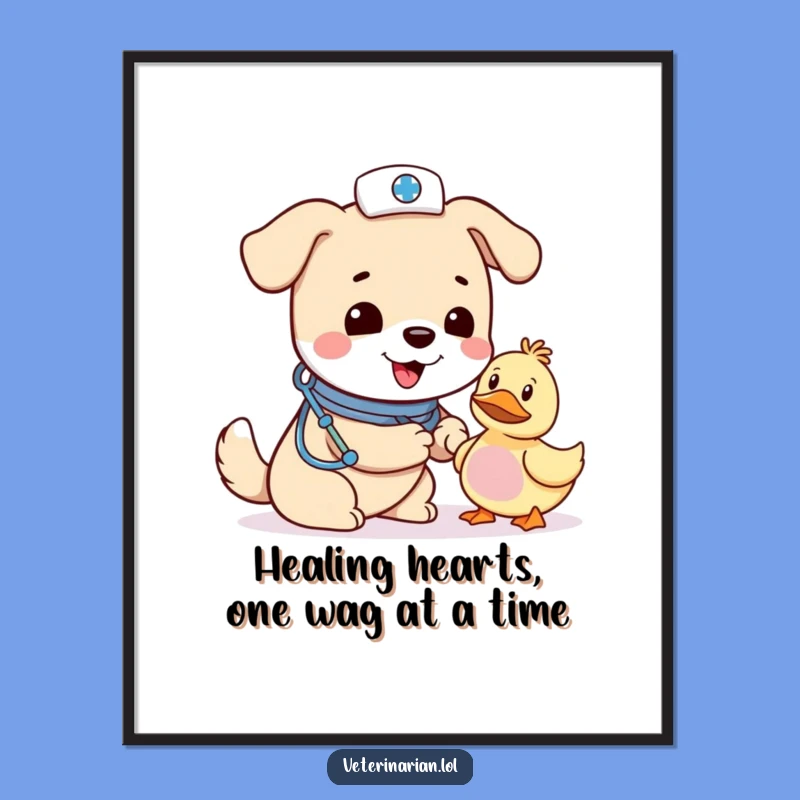 Free Printable Wall Art: Cheerful Dog Vet Funny Downloadable Decor