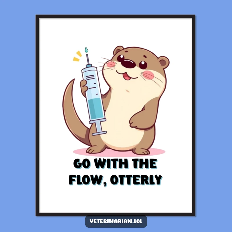 Funny Free Printable Otter Vet Wall Art - High Five Downloadable Gift