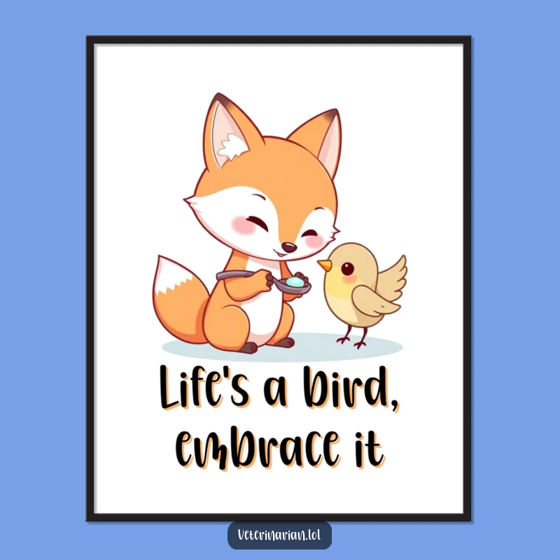 Funny Free Printable Wall Art: Fox & Bird Care - Humorous Downloadable Decor