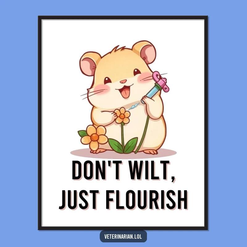 Funny Free Printable Wall Art: Hamster Flower Doctor - Humorous Downloadable Decor