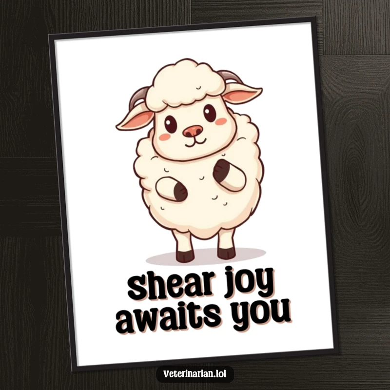 Funny Free Printable Wall Art of a proud cartoon sheep offering a comforting hoof pat, a symbol of gentle support and cheer.