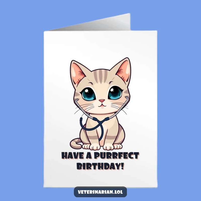 Free Printable Birthday Card: Funny Cat Doctor Stethoscope Funny Downloadable Gift