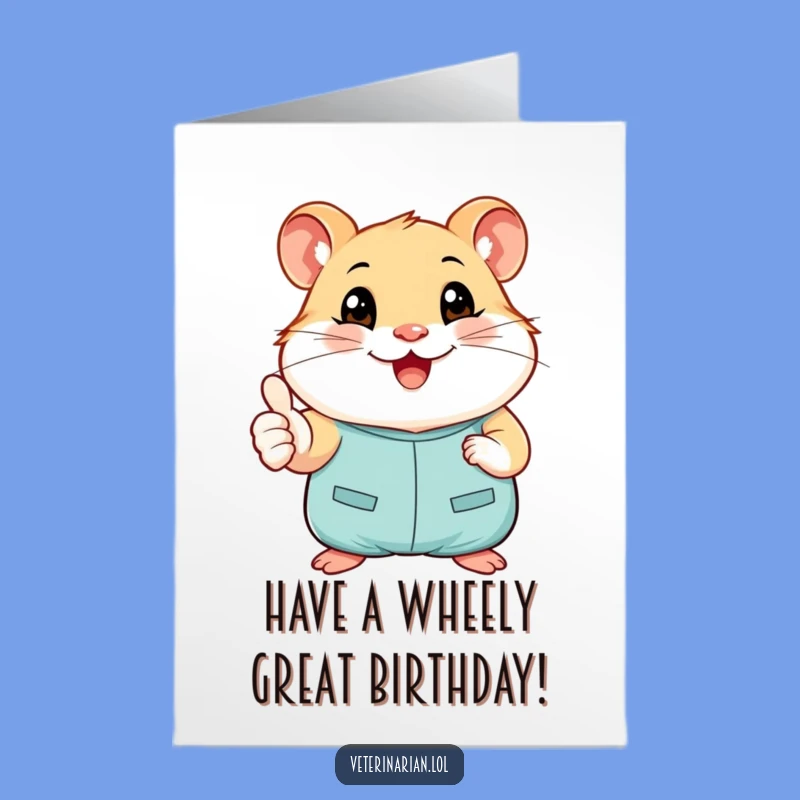 Free Printable Birthday Card: Funny Hamster Doctor Thumbs-Up Downloadable Gift