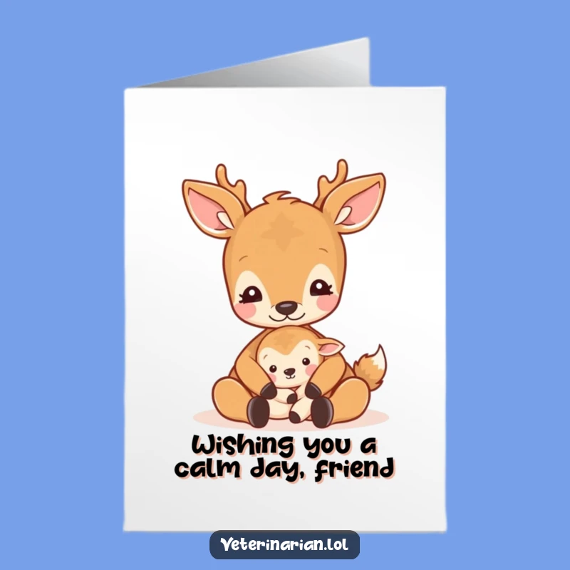 Free Printable Birthday Card: Gentle Deer's Sweet Animal Hug Humor