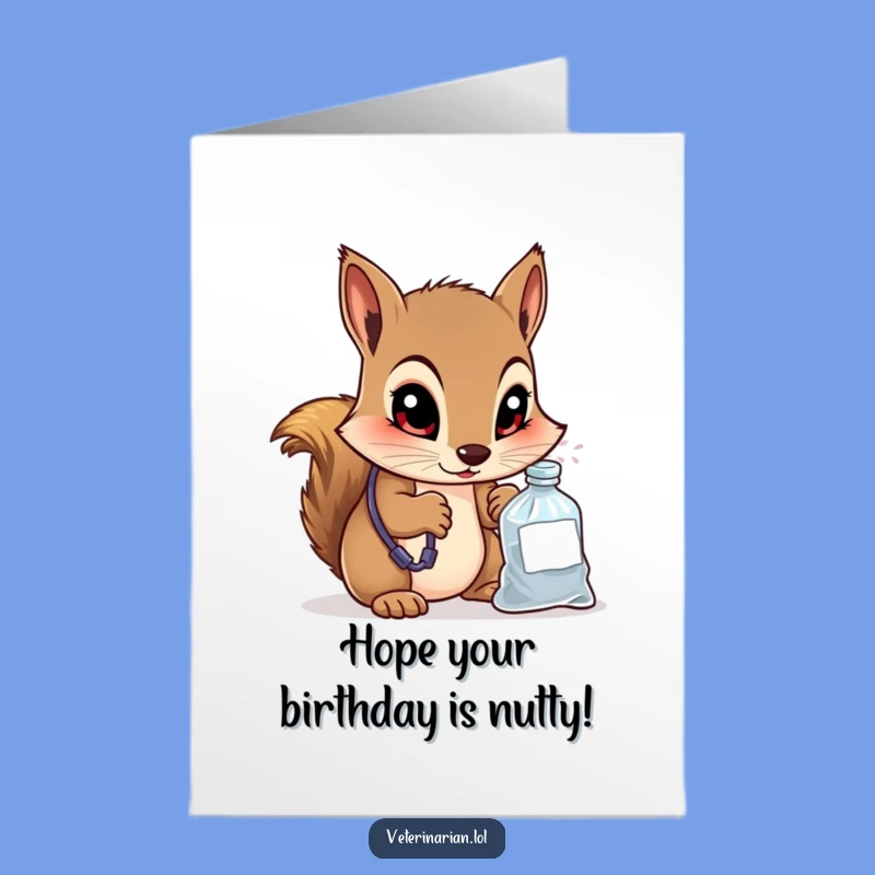 Free Printable Birthday Card: Squirrel Vet, Funny Downloadable Gift