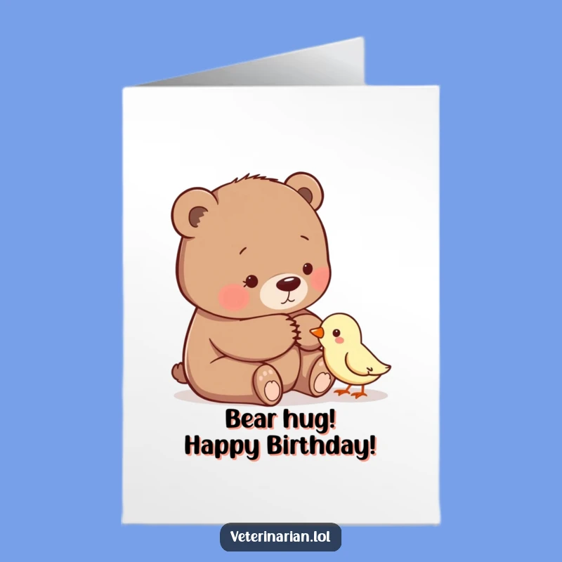 Free Printable Gentle Bear Birthday Card - Comforting Downloadable Gift for Sweet Wishes!
