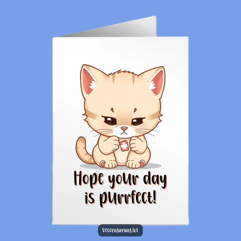 Free Printable Kitten Birthday Card: Gentle Care - Funny Downloadable Gift