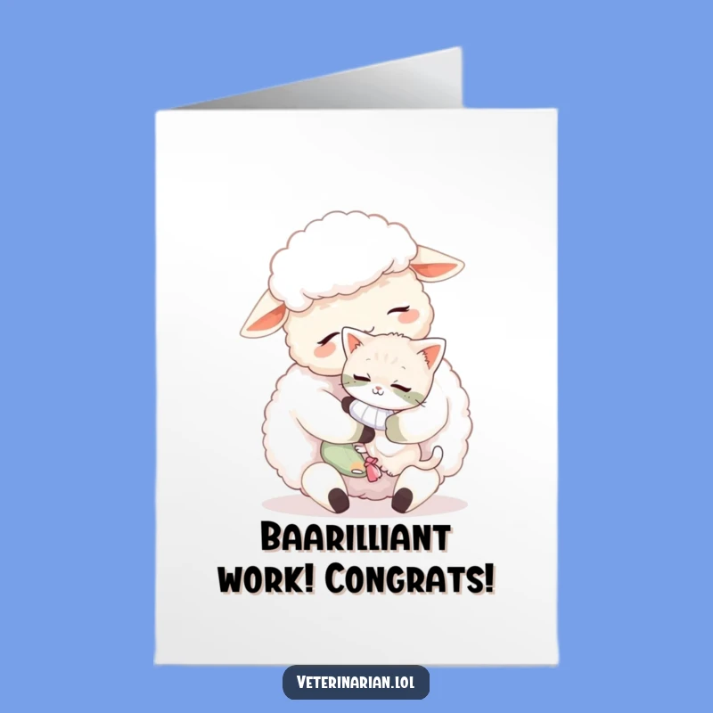 Free Printable Congrats Card: Adorable Sheep & Kitten, Perfect DIY Gift!