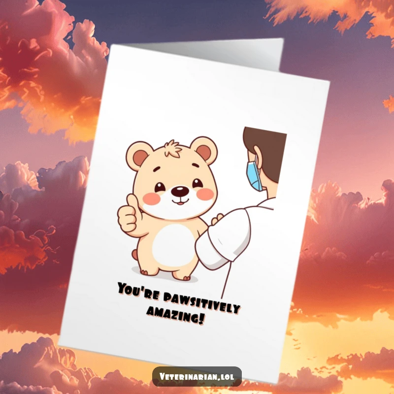 Funny Free Printable Bear Congratulations Card: A happy bear giving a thumbs-up, celebrating someone's success.