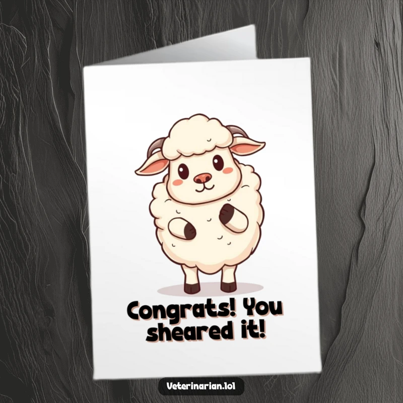 Funny Free Printable Congratulations Card showing a proud cartoon sheep giving a comforting hoof pat, symbolizing support and cheer.