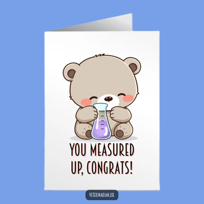 Free Printable Congrats Card: Bear Cub Chemist - Funny Downloadable Gift for Achievements!