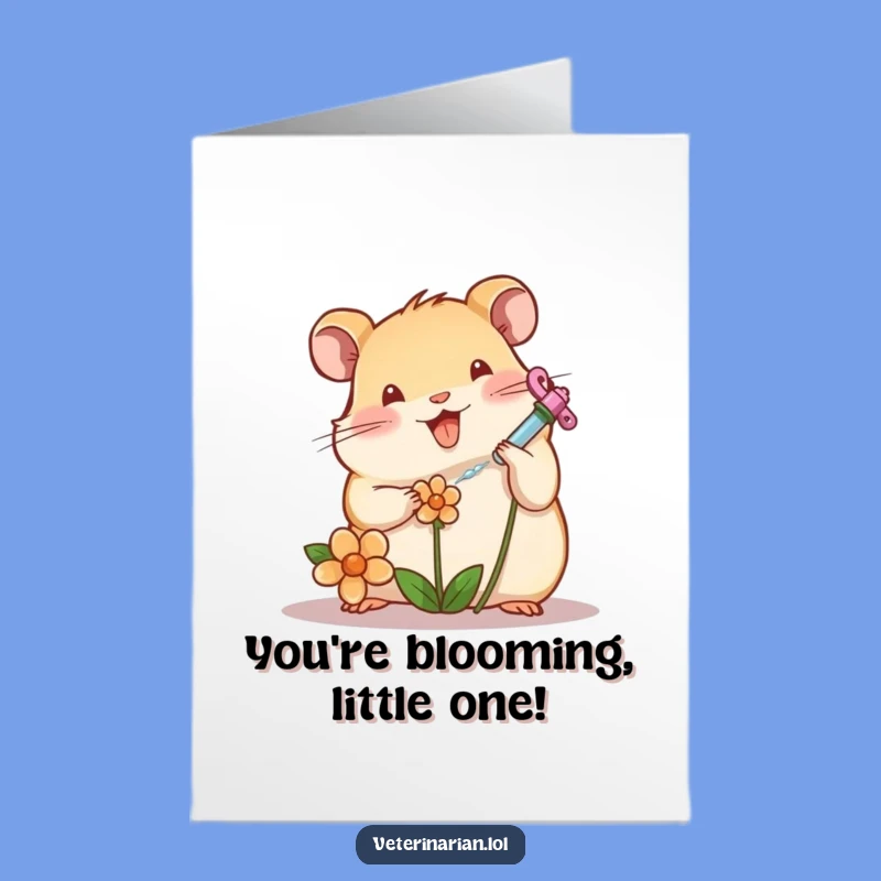 Free Printable Congrats Card: Hamster's Floral Recovery - Funny Downloadable Gift