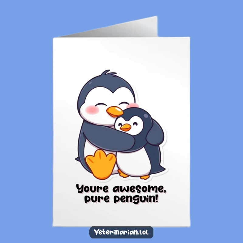 Free Printable Congrats Card Goofy Penguin Hugging Stuffed Pal Downloadable Gift