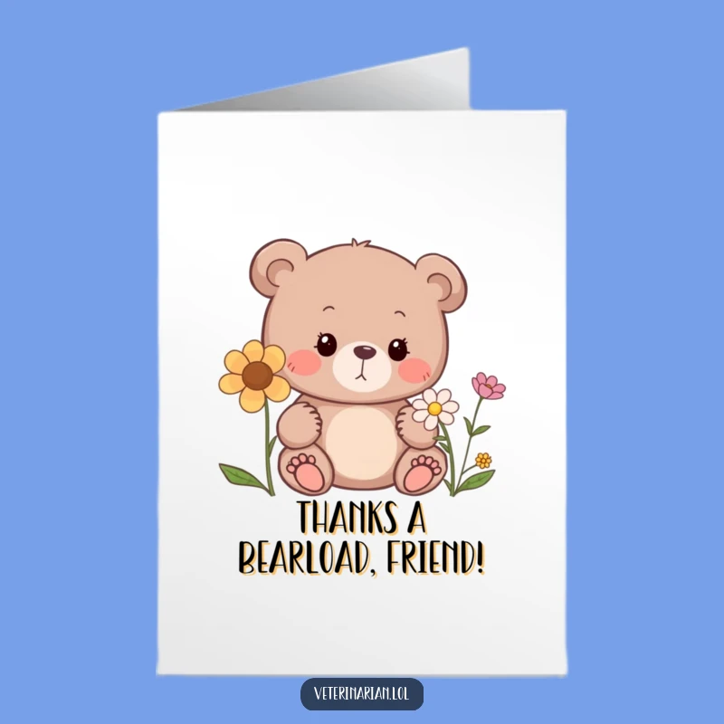 Free Printable Thank You Card: Cute Bear Nature Theme, Easy DIY Download!