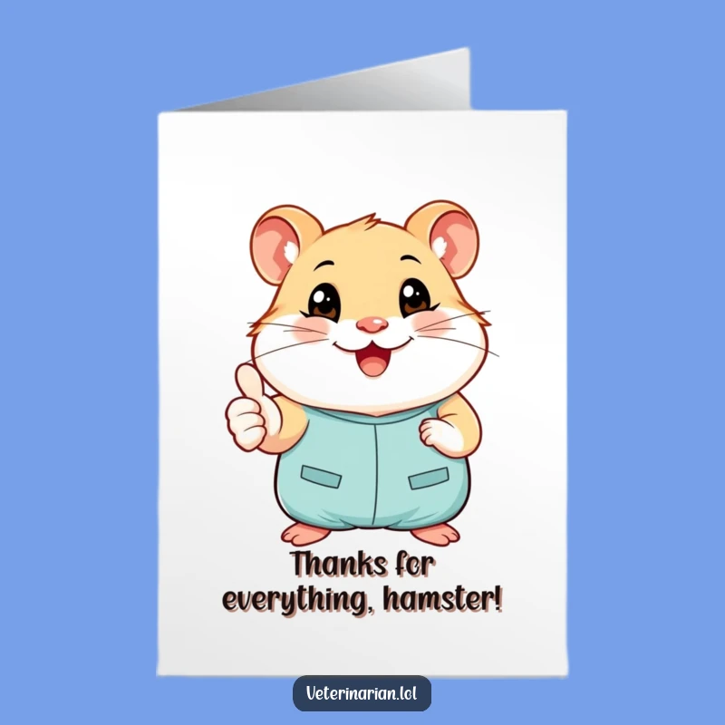 Free Printable Thank You Card: Funny Hamster Doctor Thumbs-Up Gratitude Downloadable