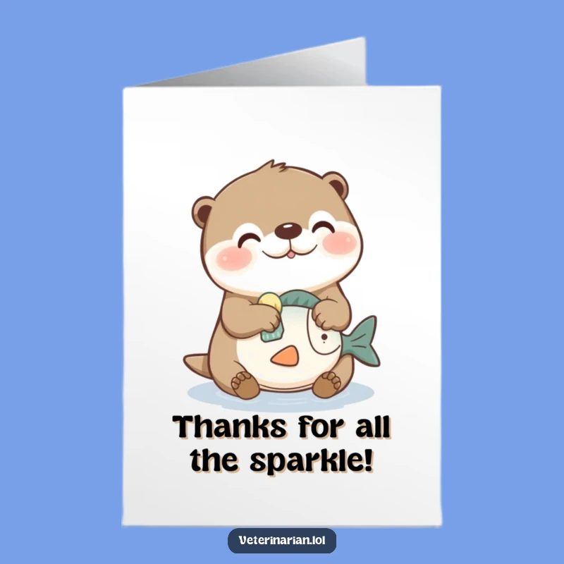 Free Printable Thank You Card Otter Cleaning Fish Toy Funny Downloadable Gift