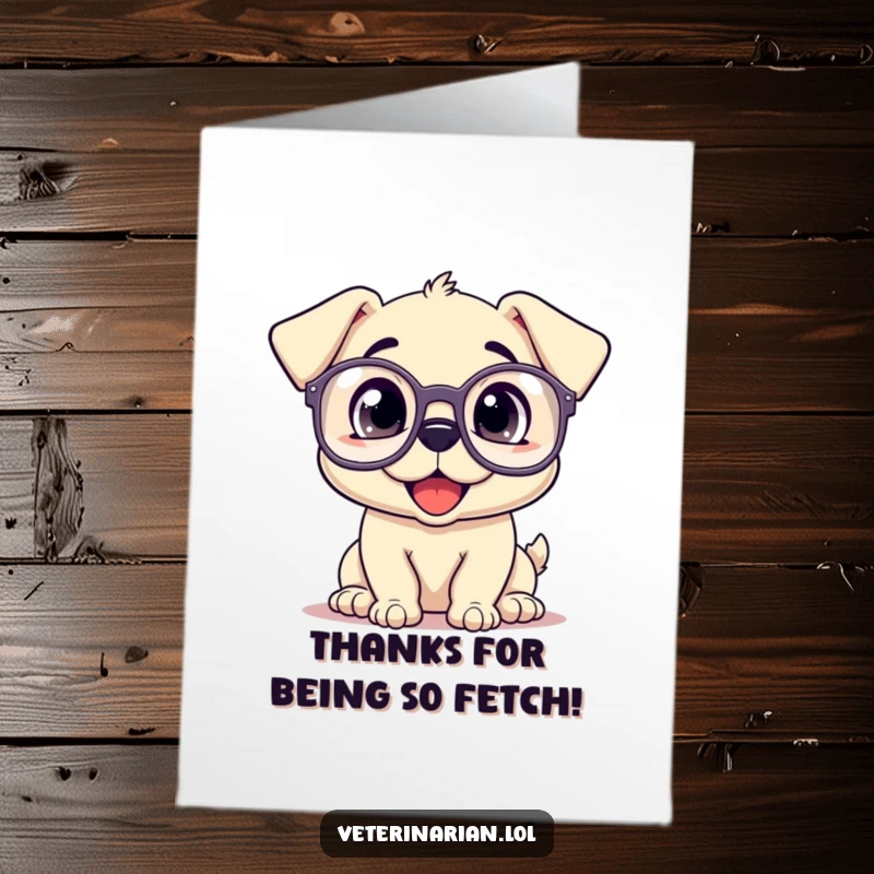 Funny Free Printable Thank You Card: Inquisitive puppy in oversized glasses, a sweet DIY thank you present.