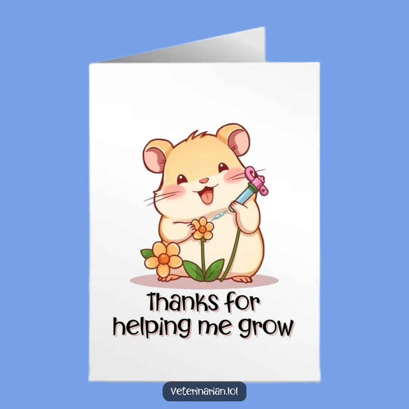 Free Printable Thank You Card: Hamster's Floral Care - Funny Downloadable Gift