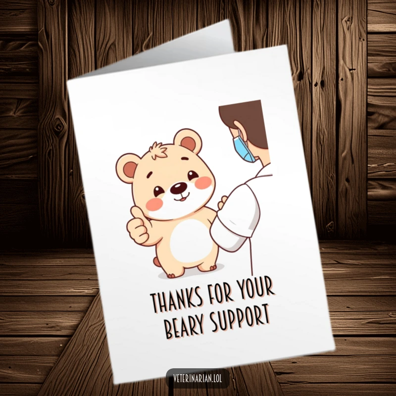 Funny Free Printable Bear Thank You Card: A smiling bear offering a thumbs-up, conveying sincere thanks.