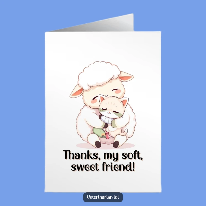 Free Printable Thank You Card: Loving Sheep & Kitten, Easy DIY Download!