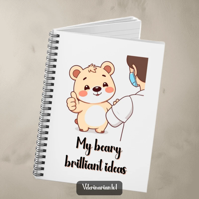 Funny bear thumbs-up notebook showing a smiling bear giving a thumbs-up, perfect for note-taking with a blend of cheerful support and bear charm.