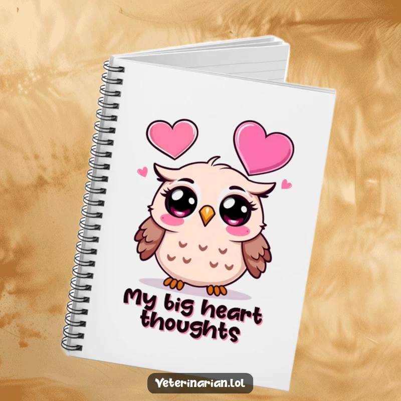 Funny Owl Notebook: Cover features a surprised cartoon owl looking with wonder at a heart icon, ideal for journaling with humor, a funny gift.