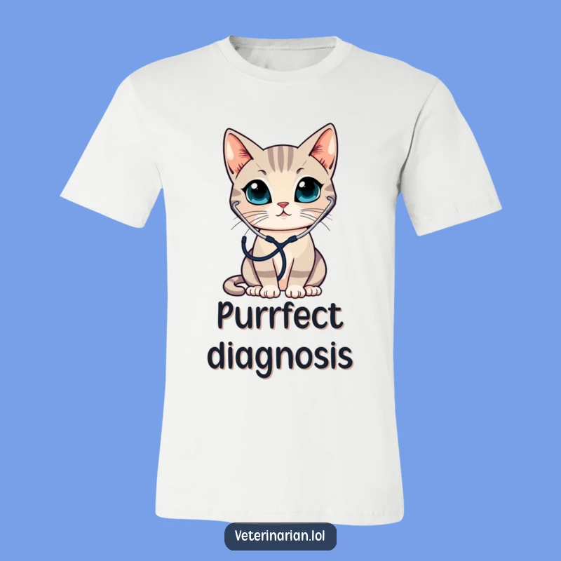 Funny Cat Physician T-Shirt - Sleek Feline Medical Humor Gift