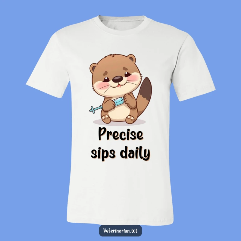 Funny Otter Syringe Tee: Precisely Hilarious T-Shirt for Exacting People