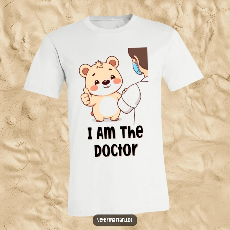 Funny bear thumbs-up t-shirt depicting a smiling bear character giving an enthusiastic thumbs-up, radiating positivity and encouragement to a patient.