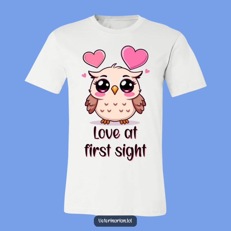 Funny Owl Heart T-Shirt: Surprised Cartoon Owl Reacting to Love, Ideal Funny Gift