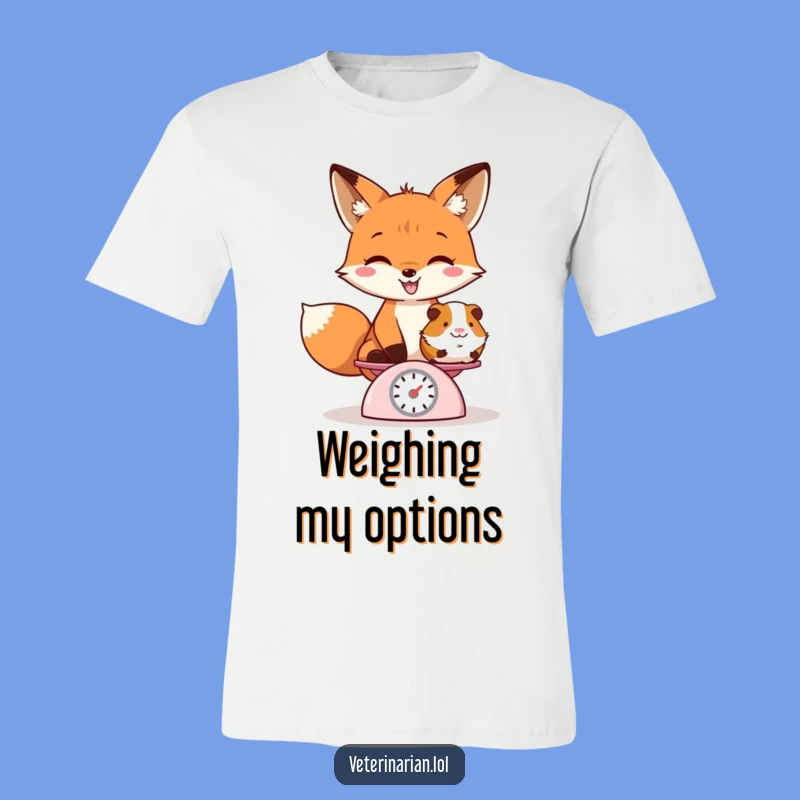 Funny Fox Weighing Guinea Pig T-Shirt - Playful Animal Antics, Ideal Quirky Funny Gift