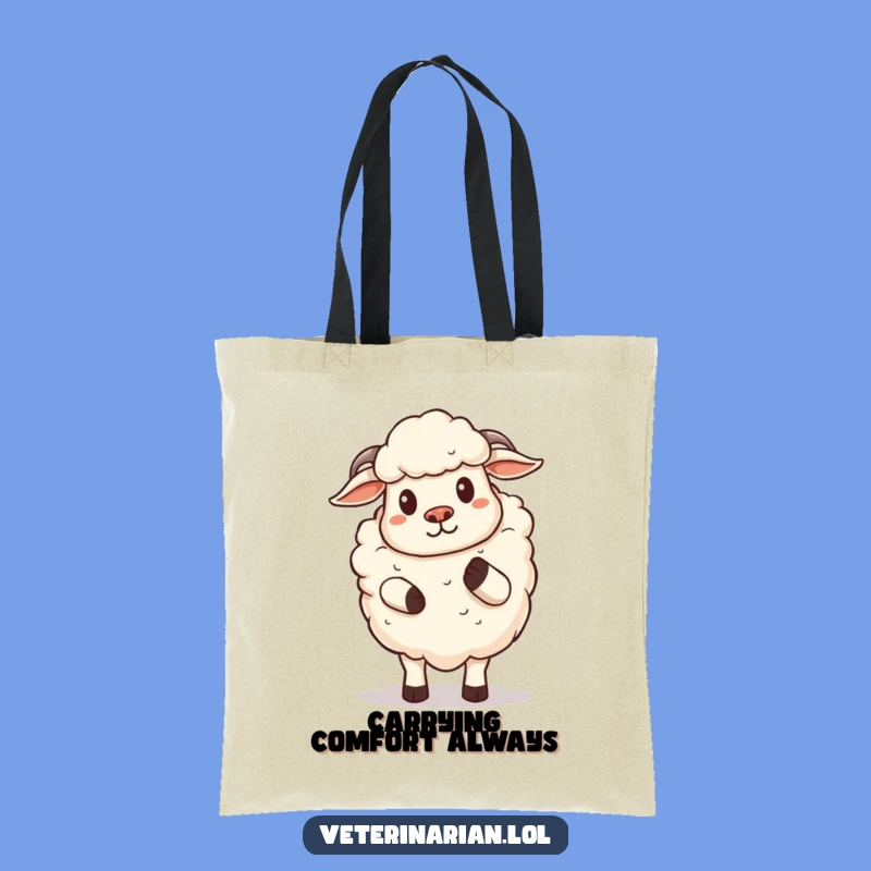 Funny Sheep Tote Bag: Proud Cartoon Sheep Comforting Pat, Practical Funny Gift
