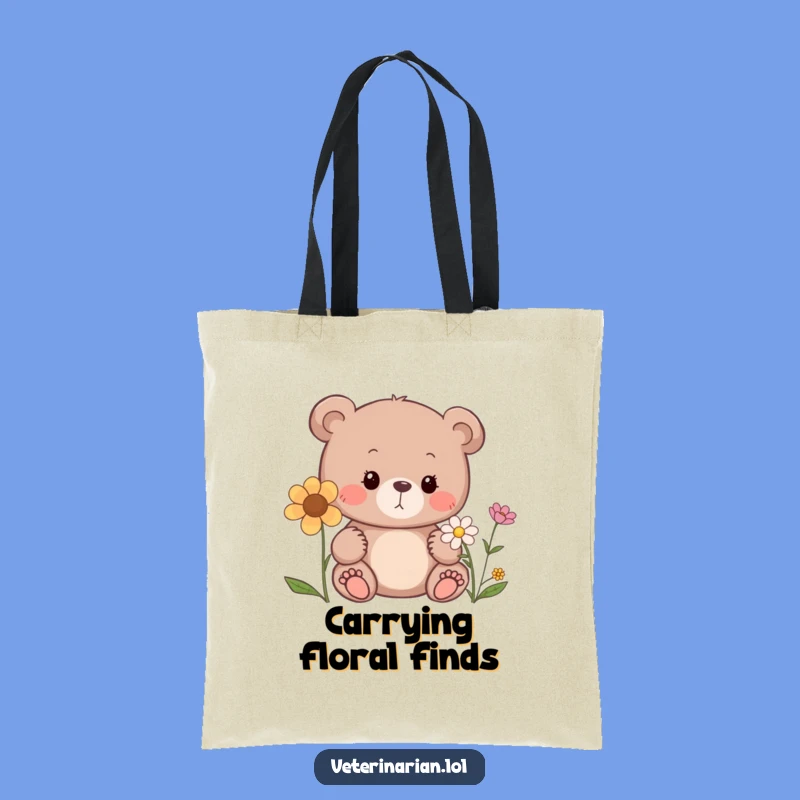 Funny Bear Flower Tote Bag: Carry Your Nature Love with This Cute Bag