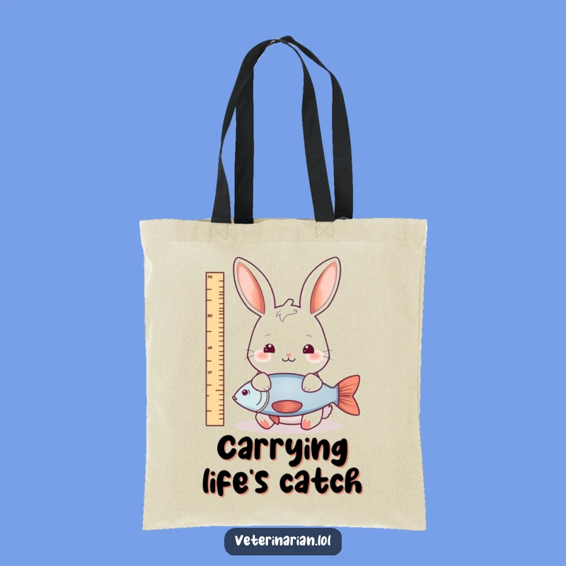 Funny Rabbit Fish Measure Tote Bag: Carry Your Essentials with Natural Charm