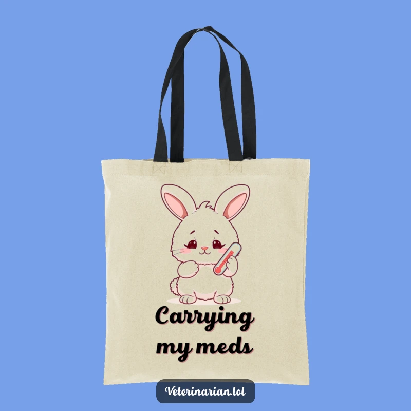 Funny Bunny Thermometer Tote Bag: Carry Your Essentials with This Sweet Worrywart!