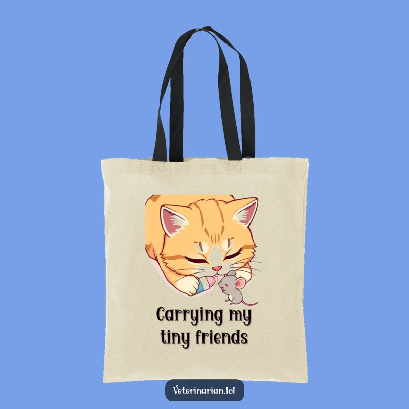 Funny Cat & Mouse Tote Bag: Kind friends art, a practical and funny gift for daily use.
